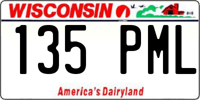 WI license plate 135PML