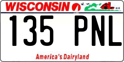 WI license plate 135PNL