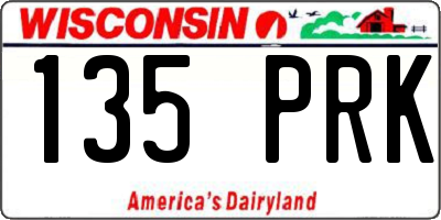 WI license plate 135PRK