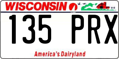 WI license plate 135PRX