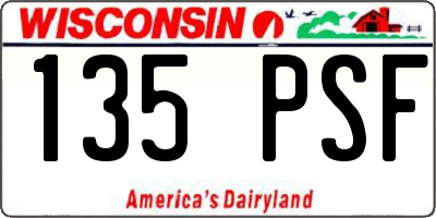 WI license plate 135PSF