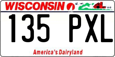 WI license plate 135PXL