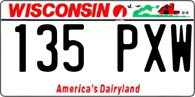 WI license plate 135PXW
