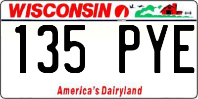 WI license plate 135PYE