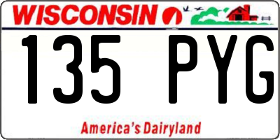 WI license plate 135PYG