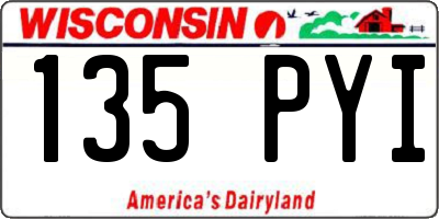 WI license plate 135PYI