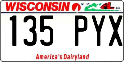 WI license plate 135PYX