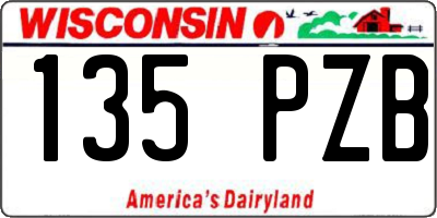 WI license plate 135PZB