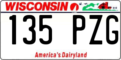 WI license plate 135PZG