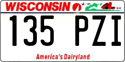 WI license plate 135PZI
