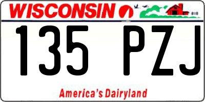 WI license plate 135PZJ
