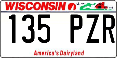 WI license plate 135PZR