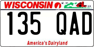 WI license plate 135QAD