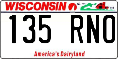 WI license plate 135RNO