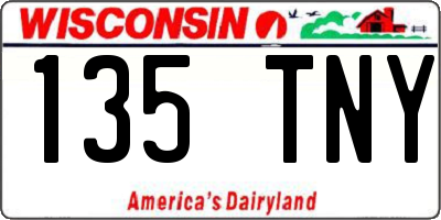 WI license plate 135TNY