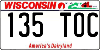 WI license plate 135TOC