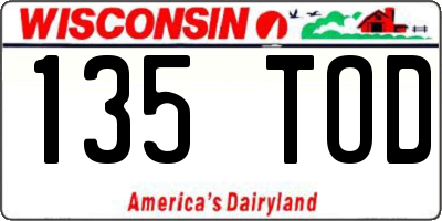 WI license plate 135TOD