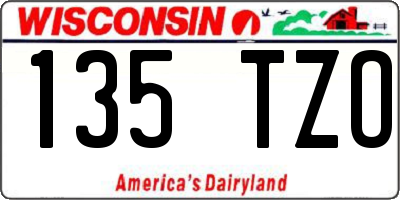 WI license plate 135TZO