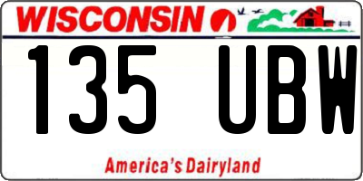 WI license plate 135UBW