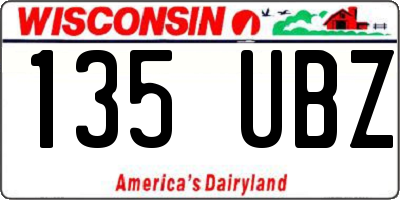 WI license plate 135UBZ