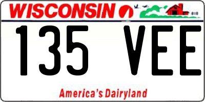 WI license plate 135VEE