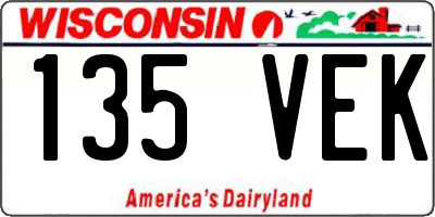 WI license plate 135VEK