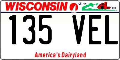 WI license plate 135VEL