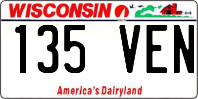 WI license plate 135VEN
