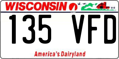 WI license plate 135VFD