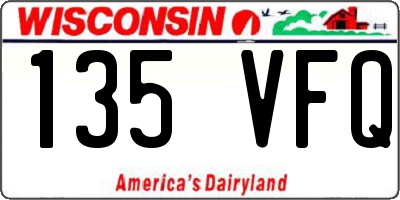 WI license plate 135VFQ