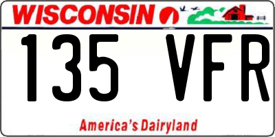 WI license plate 135VFR