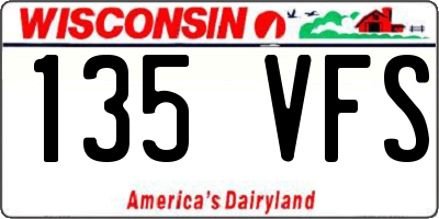 WI license plate 135VFS