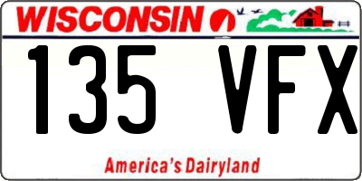 WI license plate 135VFX
