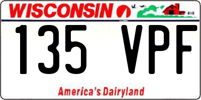 WI license plate 135VPF
