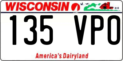 WI license plate 135VPO