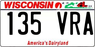 WI license plate 135VRA