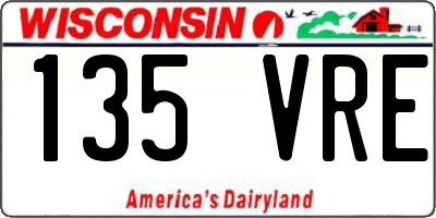 WI license plate 135VRE