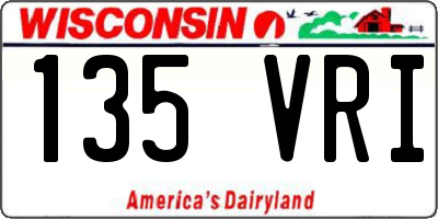 WI license plate 135VRI