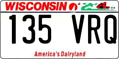 WI license plate 135VRQ