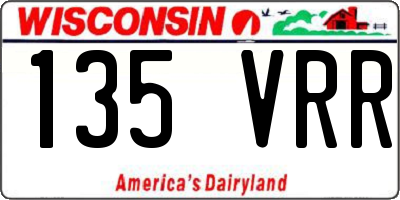 WI license plate 135VRR