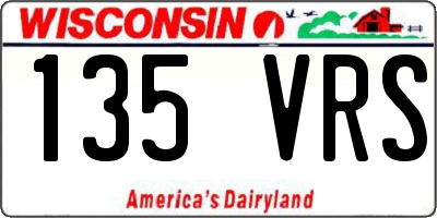 WI license plate 135VRS