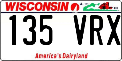 WI license plate 135VRX