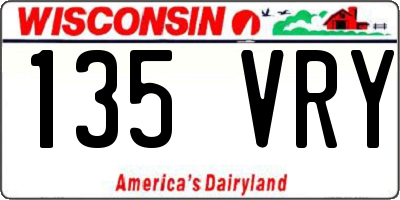 WI license plate 135VRY