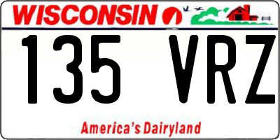 WI license plate 135VRZ