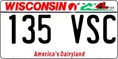 WI license plate 135VSC