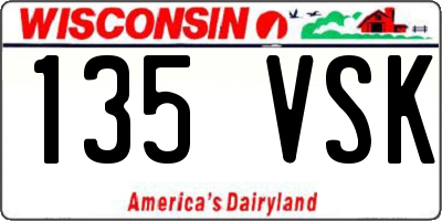 WI license plate 135VSK
