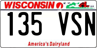 WI license plate 135VSN