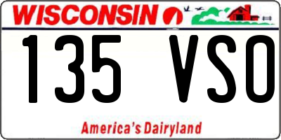 WI license plate 135VSO