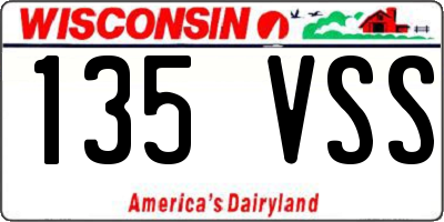 WI license plate 135VSS