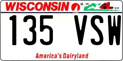 WI license plate 135VSW